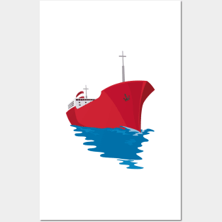 Container Ship Cargo Boat Retro Posters and Art